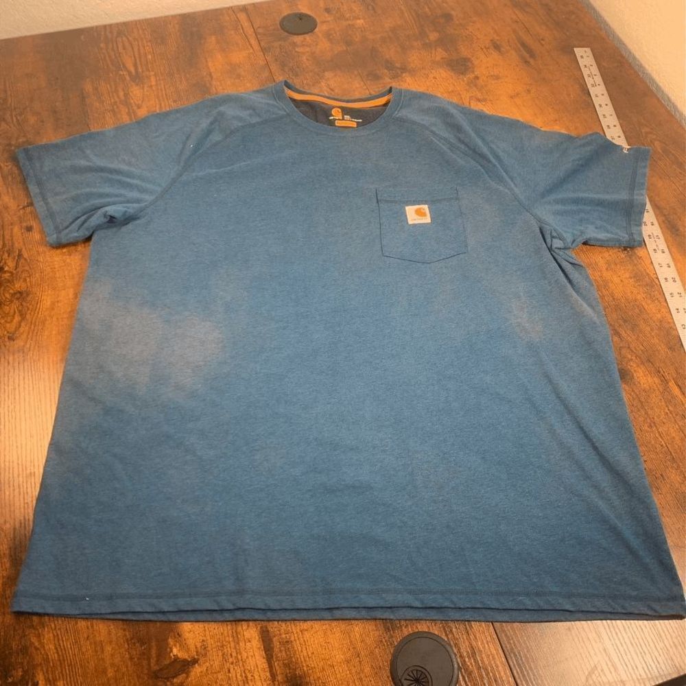 Carhartt Short Sleeve Shirt Men's 2XL Relaxed Fit Blue (DISCOLORATION)